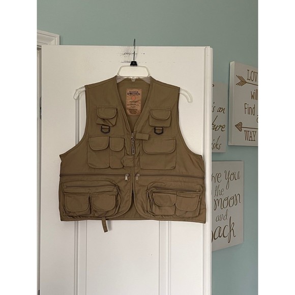 Master Sportsman Rugged Outdoor Hunting Fishing Vest Beige Men's Size M - Picture 2 of 6